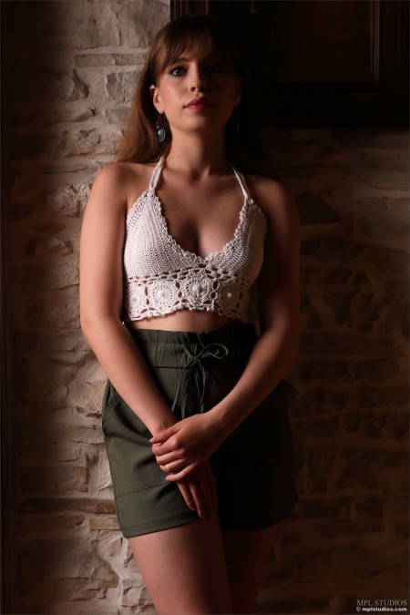 Изысканная модель позирует в студии