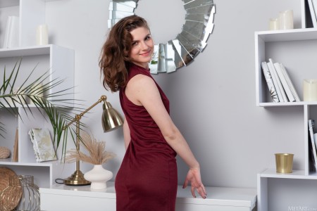 Радостная бизнес-леди в домашней обстановке