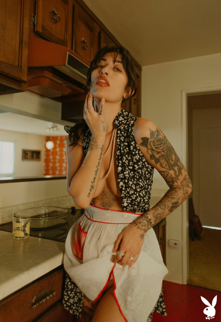 Даллас Максвелл: элегантность черно-белой моделированная в домашней кухне